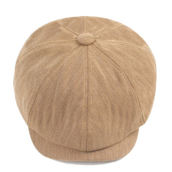 Beret Hat Baixiaoyuan Artistic Youth Octagonal Cap British Style Herringbone Beret Hat Men's Hat Khaki M（56-58cm）