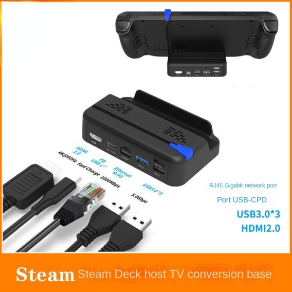 För Steam Deck Host Multi-Function TV Conversion Base Steam Deck med nätverkskabelport