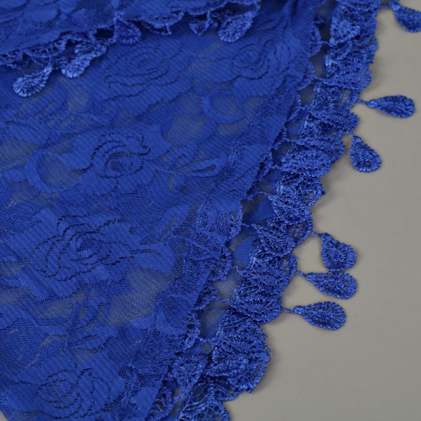 Scarfsjal för kvinnor 2022 Spets Monokrom Hollow Rose Sapphire Blue 148-48cm