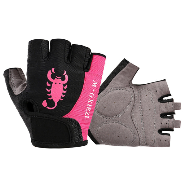 Kvinner Menn Sykkelhansker Sykling Half Finger Sommer Pink M