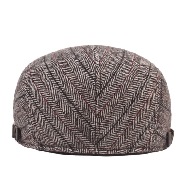 Baskerhatt Hatt för äldre mäns cap Vinterförtjockad basker för äldre Advance hattar Herringbone Gray Adjustable