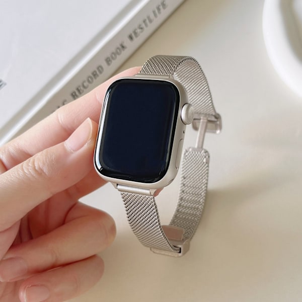 Klockarmband för Apple Watch iWatch 38/40/41/ 10:e generationen 42mm universellt fint Milan magnetiskt vikspänne