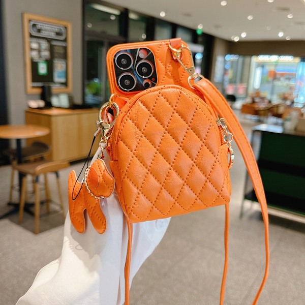Kotelo iPhone 13 Prolle oranssi päivitetty crossbody-kolikkokukkaro ins all inclusive