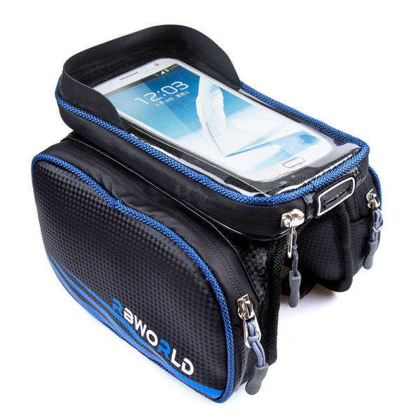 Cykel Mountain Bike Bag Front Beam Touch Screen Telefon Vandtæt Cykling Blue 19.5*13*4.5cm