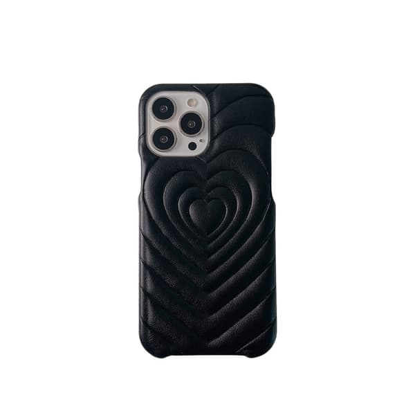 Etui til iPhone 13 Pro, lamme mønster hjerte sort lammeskind hjerte tre pakker