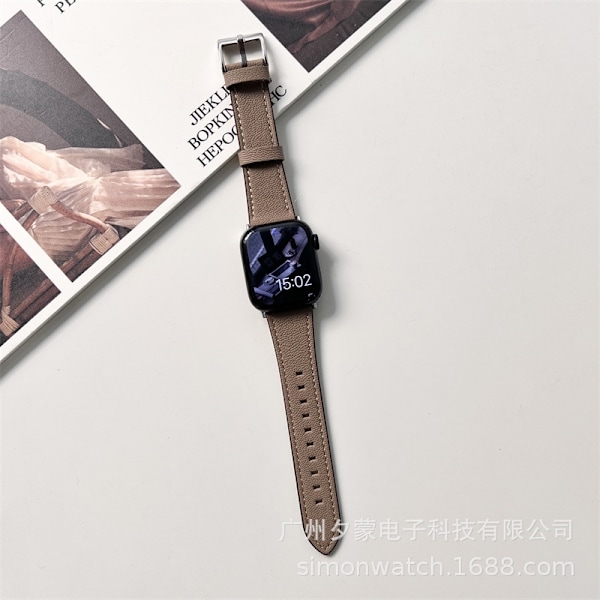 Klockarmband för Apple Watch iWatch 38/40/41mm brunt silverspänne