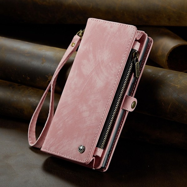 Fodral för iPhone 16 Plus rosa läder anti-fall