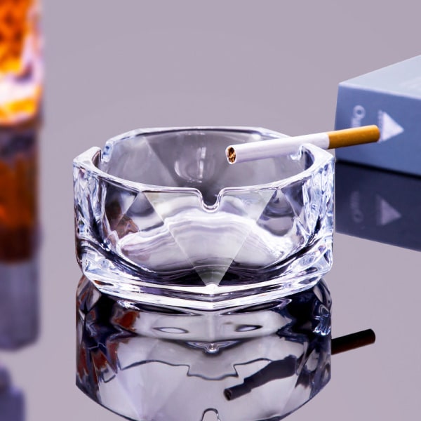 Tuhkakuppi INS Style Creative Glass Home Bar KTV Suuri tuhkakuppi Smoke gray ashtray (geometry)