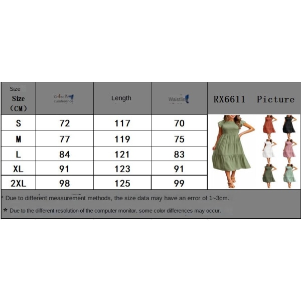 Flying Sleeves Plissering Layered Short Sleeves Large Swing Dress for Women White L