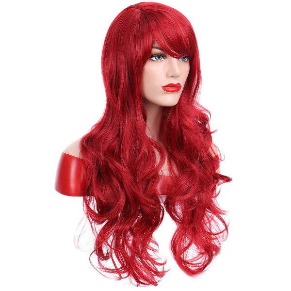 Naisten muotikuituperuukki Big Wave -peruukki, punainen