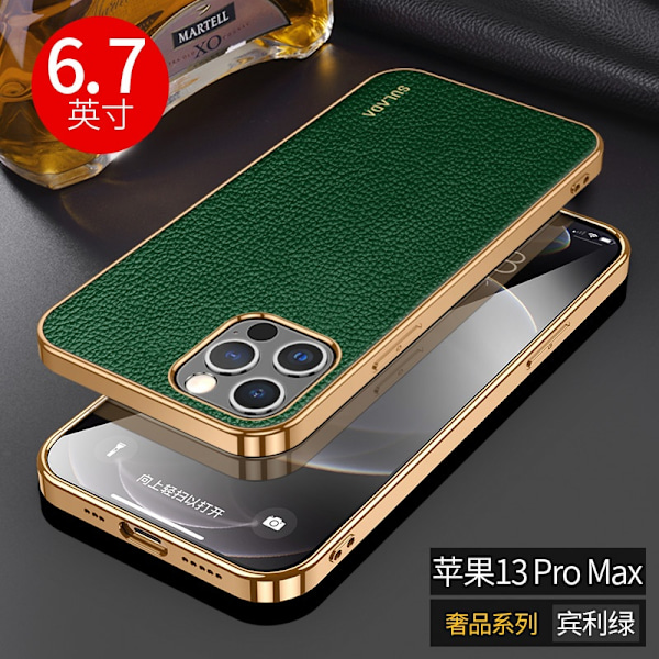 Fodral för iPhone 13 mini grön lyxläder mjukt ultratunt