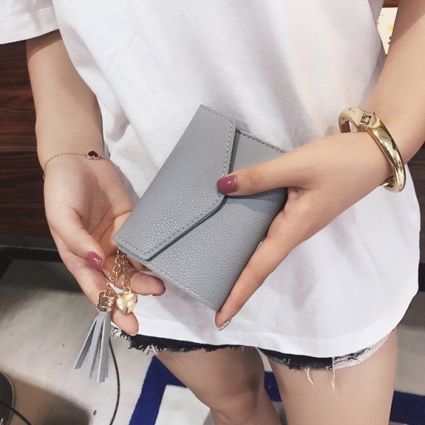 Naisten lompakko kolikkolaukku Lyhyt Mini Monitoiminen vetoketjutupsu pieni Gray