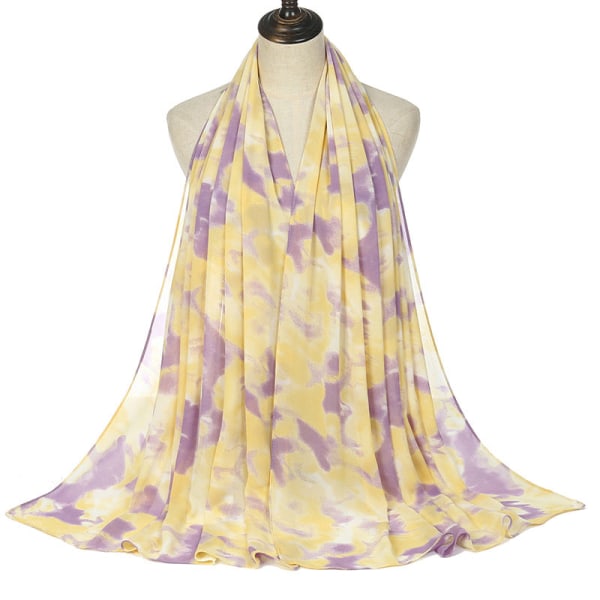 Dametørklæde sjal 2022 forår og efterår Chiffon slipsfarvet solbeskyttelse Casual 7# yellow purple 180cm