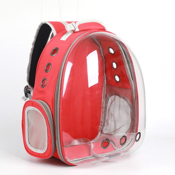 Kvinner jente ryggsekk skulderveske skolesekk Cat Transparent Space Capsule Loop Pustende Red 33*27*44cm