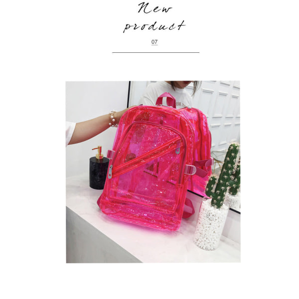 Kvinder pige rygsæk skuldertaske skoletaske Plastic Skoletaske Candy Transparent PVC Plastic Jelly Skoletaske Rose Red