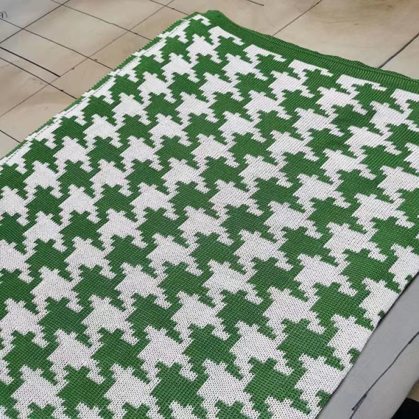 Nordic Houndstooth Stickad Filt Office Filt Tränare Tupplur Filt Four Seasons Universal Green 45*45cm