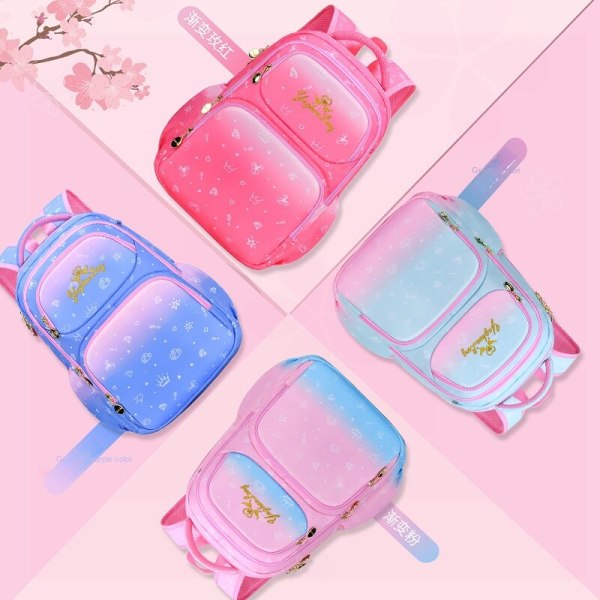 Børn Børnerygsæk Småbørnsskoletaske Sød slidbestandig anti-seismisk byrdereduktion Plus size gradient pink