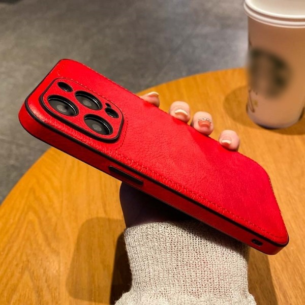 iPhone 16 punainen K1a \"puhdas nahkakotelo\" business retro pyöreä reikä puuttuva etiketti creativ -kotelo