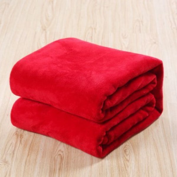 Fleecefilt Tunn Flanell Cover Handduksfilt Enfärgad Coral Fleecefilt Bright red 120*200cm