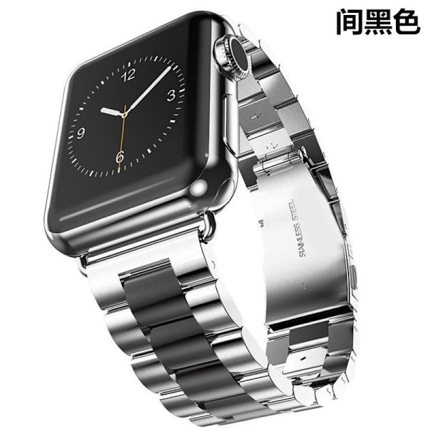 Urrem til Apple Watch iWatch 42/44/45mm Sølv og Sort