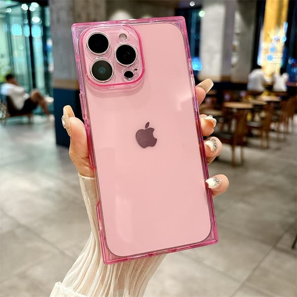 Deksel til iPhone 17 Pro Rosa Firkant Støtsikker Transparent