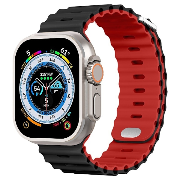 Urrem til Apple Watch iWatch 38/40/41mm sort+rød