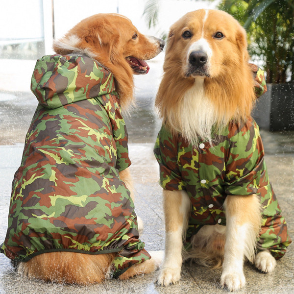 Kjæledyrsklær Super Medium Stor Hunde Kamuflasje Fire-Leg One-Piece Pet Vanntett green camouflage 4XL