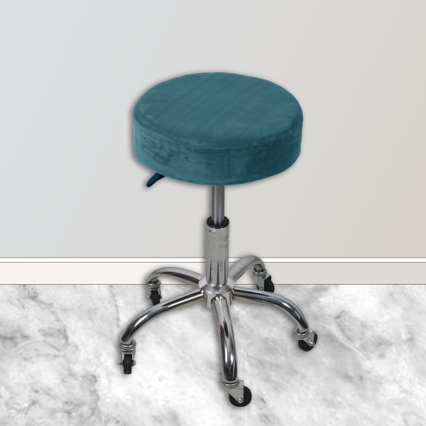 Velvet Universal rundt Stoltrekk Bar rundt Swivel Chair Cover Peacock Blue 32-38CM*10CM