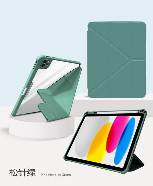 Fodral för iPad Air3/Pro 10.5\" Grangrön Vikbart Läder Variabelt Spänne