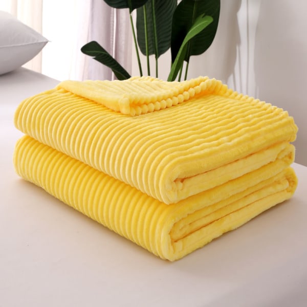 Four Seasons Blanket Tykkede Flanell Vinterlur Enkelt Sofa Blanketark Yellow 180*200cm