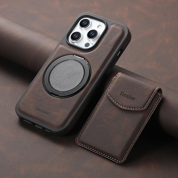 Etui til iPhone 14 ProMax kaffe magnetisk roterende beslag kombinationsfunktion kortholder
