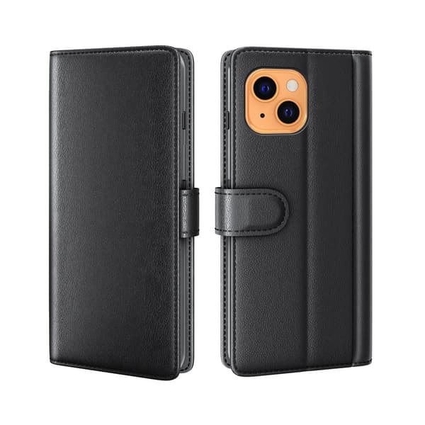Etui til iPhone 13 sort flip læder business tilpasset