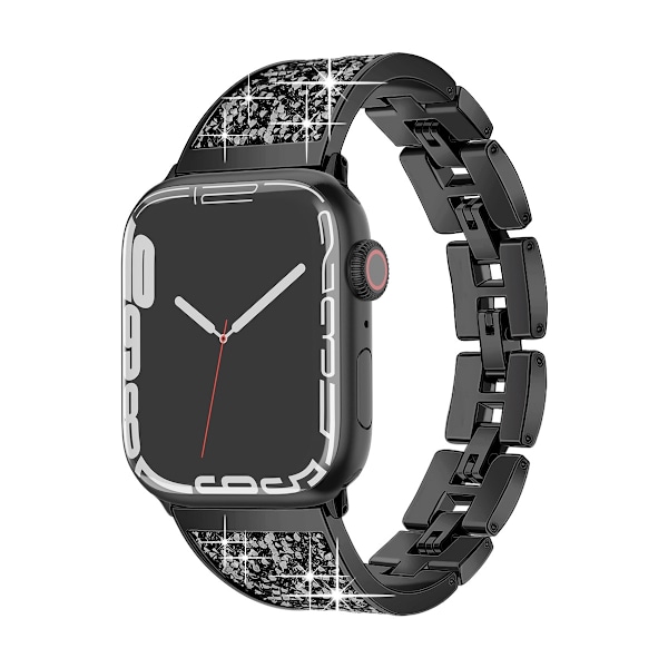 Urrem til Apple Watch iWatch 38/40/41/42mm lille urskive sort sort diamant