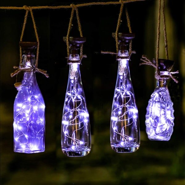 Solar vinflaskelys, 6-pakning 20 LED vanntette kobberkorkformede lys Ministrenglys DIY Fairy-lys for festdekor 6PCS White