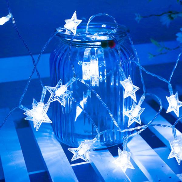 Star Light String Twinkle Guirlands batteridrevet lampe til julenytårsjuledekorationer Blue 10M