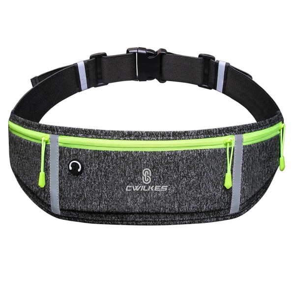 Fanny Pack Løbebælte Taljetaske Organizer Nylon Tre-Pocket Sports NO.29 Black 7 inches