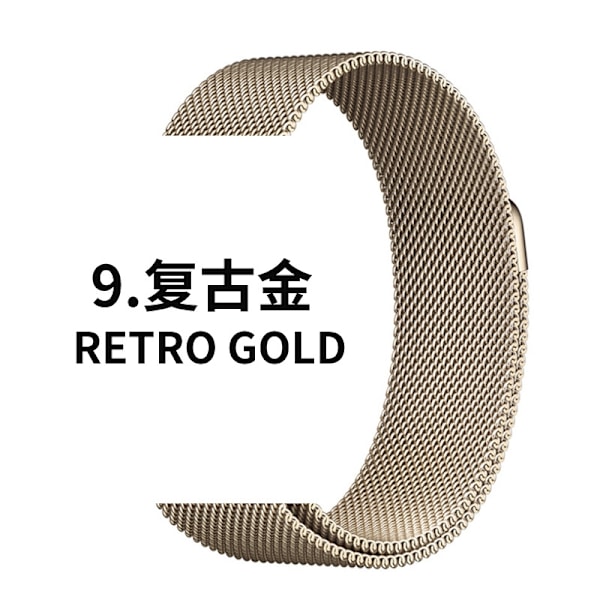 Kellon ranneke Apple Watch iWatch litteä suu 22mm kytkin korvilla 9 Retro kulta