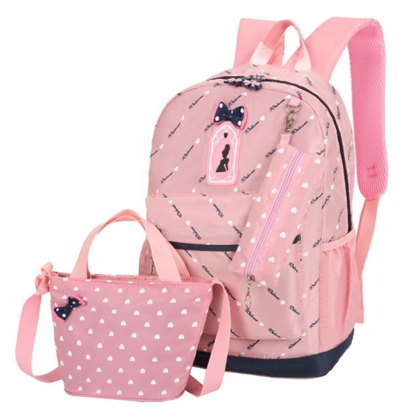 Lasten lasten reppu toddler koululaukku, kolmiosainen set naisten Preppy söpö offload Pink