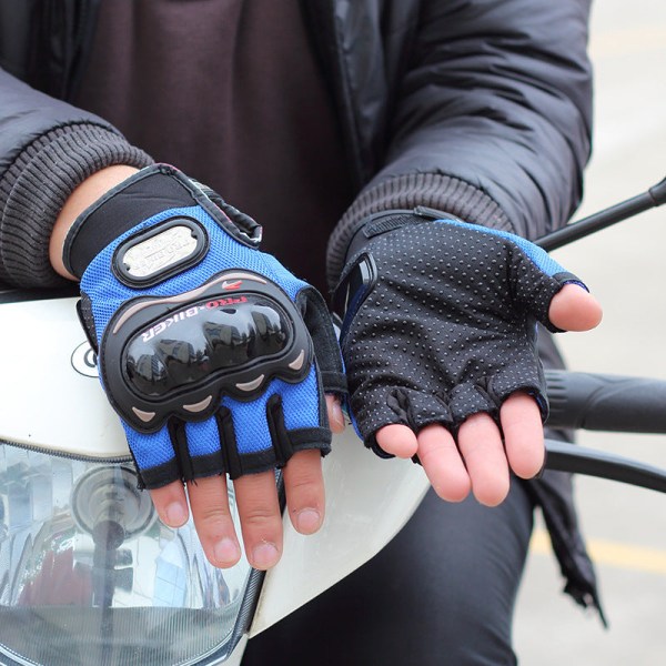 Kvinner Menn Sykkelhansker Riding Off-Road Utendørs Drop-Sistant Half Finger hansker Blue L