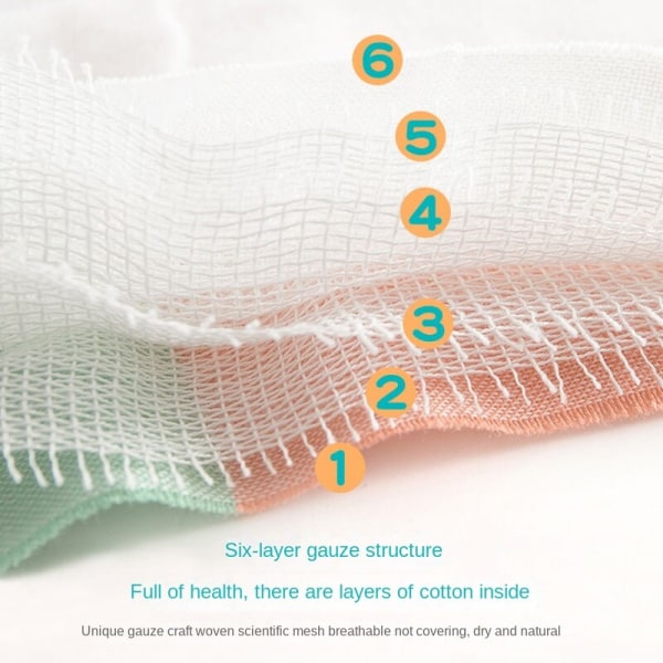 Pure Cotton børnehåndklædedyne seks-lags gaze børnetæpper Babytæppe Babytæppe 煎蛋绿 120*150cm