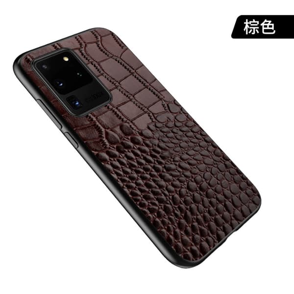 Fodral för Samsung Note20 Brun Krokodilläder med Ställ