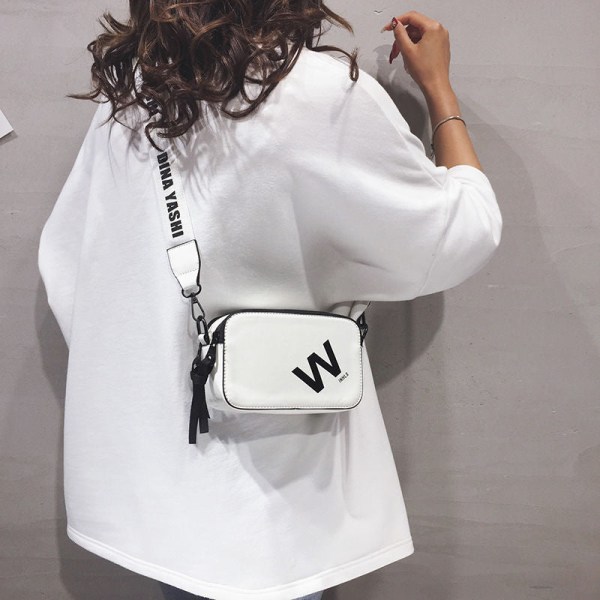 Naisten käsilaukku Kesä Matkapuhelin Muoti Opiskelija Korean Tyyli Täydellinen Kiiltonahka Olkapää Pieni Neliö White