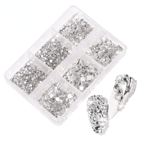 Nail Decorations for Nail Art Flat Mixed Color Porcelain White Champagne 6 Grid Nail Jewelry 02AB