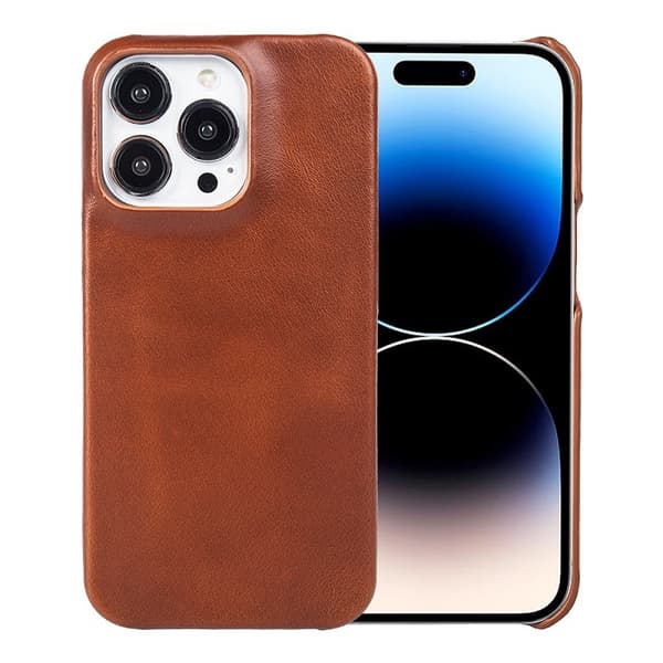 Etui til iPhone 16plus, lysebrunt læder