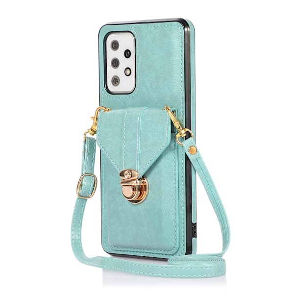 Fodral för iPhone 14 Pro grön mode crossbody all inclusive korthållare snodd axelrem