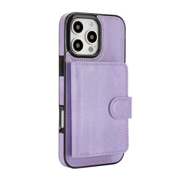 Etui til iPhone 13 Pro lilla solid magnetisk delt kortholder multi kort full anti-fall