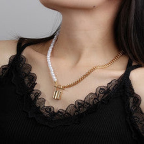 Naisten tekokaulus Irrotettava puolikas Pearl Choker Ornamentti