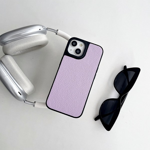 Etui til iPhone 13 Pro stor pore læder tekstur enkelt skal lilla solid silikone tynd simpel