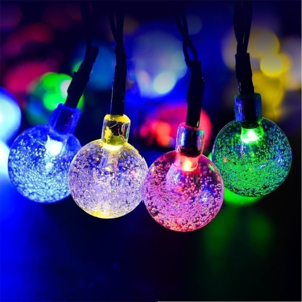 20/50 LEDS Kristallkula 5/10M Solar Lamp Power LED String Fairy Lights Solar Girlander Trädgård Julbröllopsdekor för utomhusbruk RGB 50LEDS 10Meters