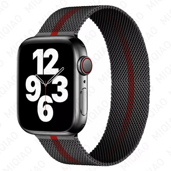 Kellon ranneke Apple Watch iWatch 42/44/45mm musta ja punainen